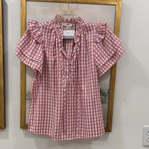 ENTRO Gingham Blouse Small